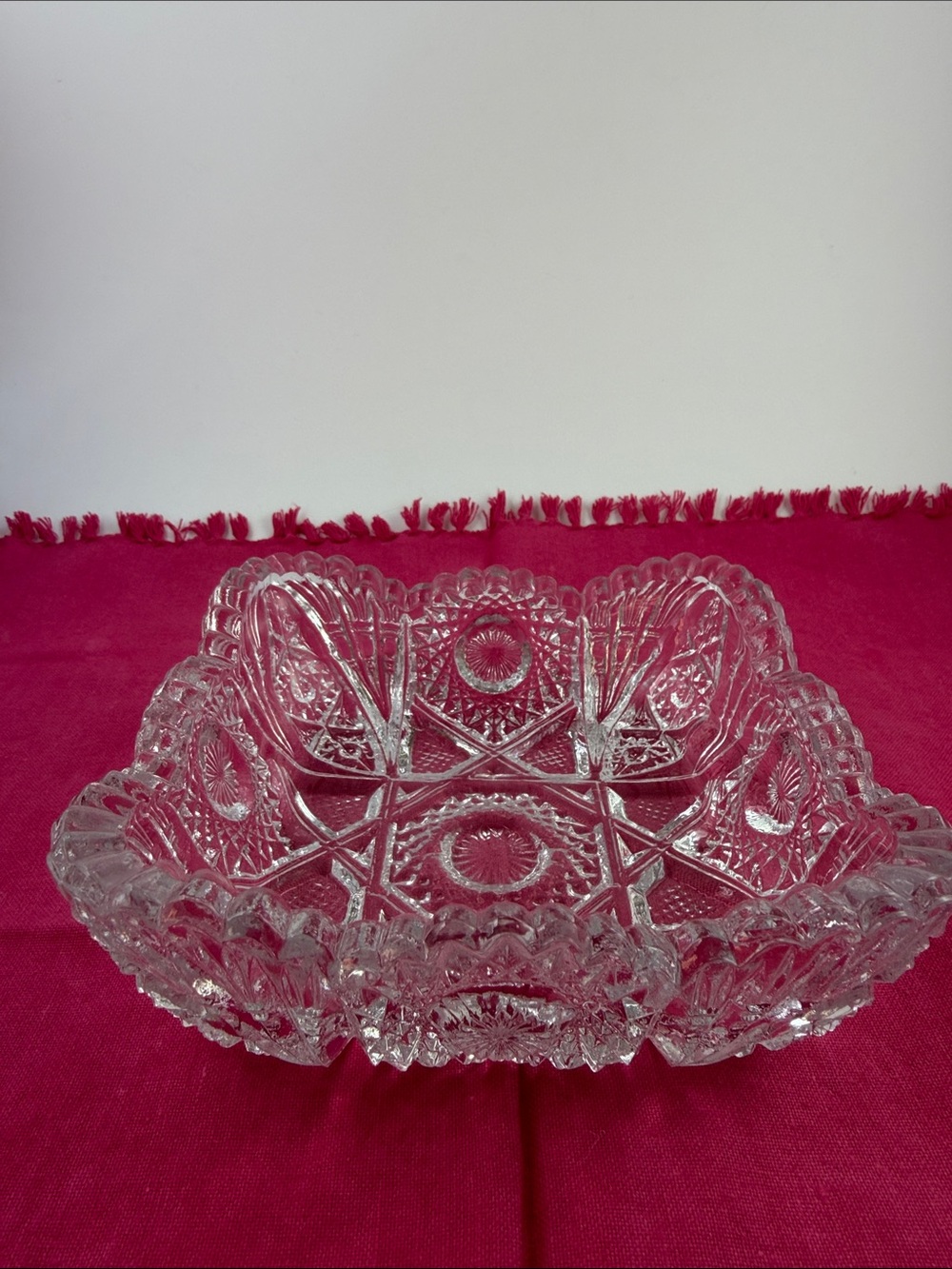 Vintage Imperial Clear Pressed Glass Square Candy Dish